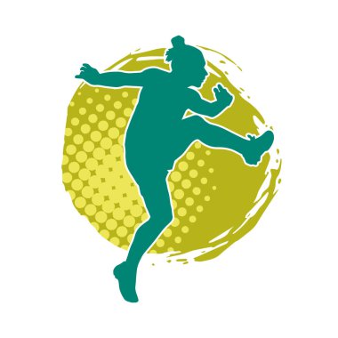 Zayıf kadın silueti egzersiz yapıyor. Spor yapan, spor yapan bir kadının silüeti.. 