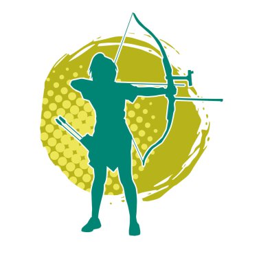 Dişi okçu bir dövüşçünün silueti ok ve yayla pozisyonunu alıyor..