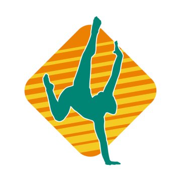 Hareketli bir kadın balerin silueti. Dans eden balerin kızın silueti..