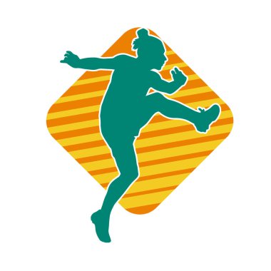 Zayıf kadın silueti egzersiz yapıyor. Spor yapan, spor yapan bir kadının silüeti.. 