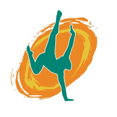 Hareketli bir kadın balerin silueti. Dans eden balerin kızın silueti..