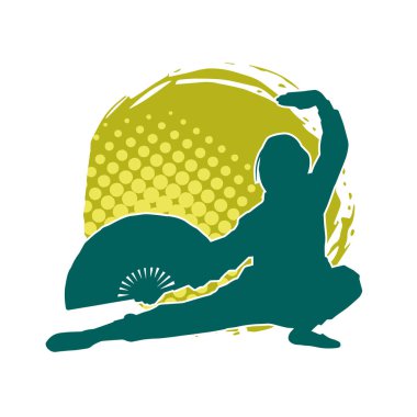 Dövüş sanatları yapan zayıf bir kadının silueti. Dövüş sanatlarında çalışan bir kadının silueti..