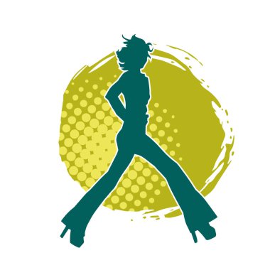 Hareketli bir kadın dansçının silueti. Dans eden zayıf bir kadının silueti..