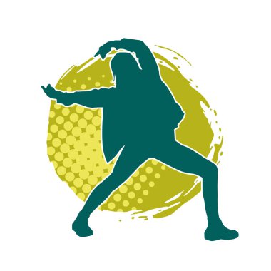 Hareketli bir kadın dansçının silueti. Dans eden zayıf bir kadının silueti..