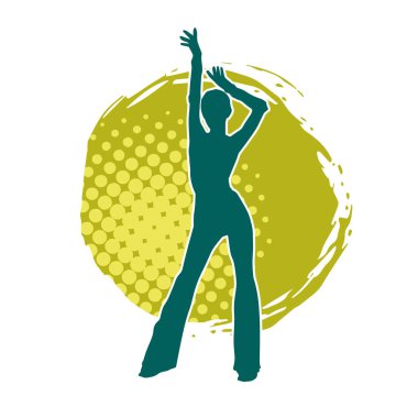 Hareketli bir kadın dansçının silueti. Dans eden zayıf bir kadının silueti..