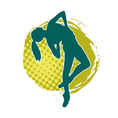 Hareketli bir kadın balerin silueti. Dans eden balerin kızın silueti..