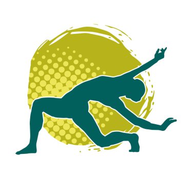 Hareketli bir kadın balerin silueti. Dans eden balerin kızın silueti..