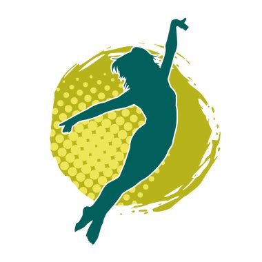 Hareketli bir kadın balerin silueti. Dans eden balerin kızın silueti..