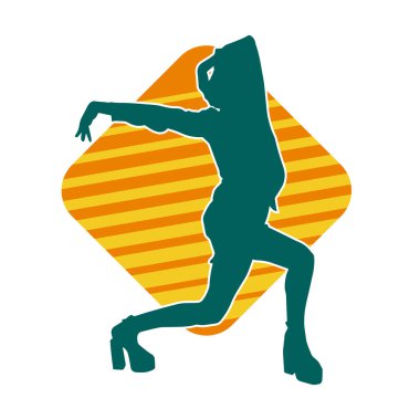 Hareketli bir kadın dansçının silueti. Dans eden zayıf bir kadının silueti..