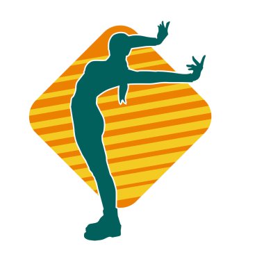 Seksi poz vermiş ince bir kadın modelinin silueti.. 