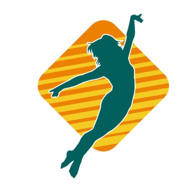 Hareketli bir kadın balerin silueti. Dans eden balerin kızın silueti..