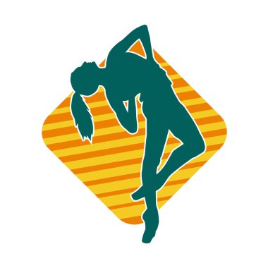 Hareketli bir kadın balerin silueti. Dans eden balerin kızın silueti..