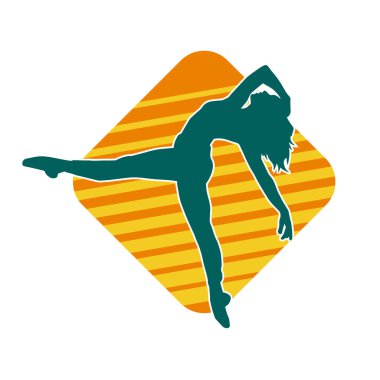 Hareketli bir kadın balerin silueti. Dans eden balerin kızın silueti..