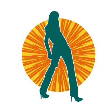 Seksi poz vermiş ince bir kadın modelinin silueti.. 