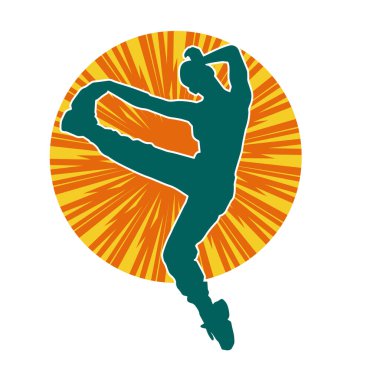 Hareketli bir kadın dansçının silueti. Dans eden zayıf bir kadının silueti..