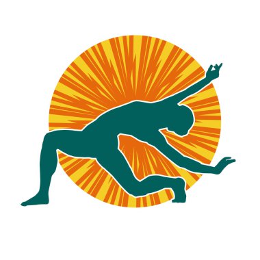 Hareketli bir kadın balerin silueti. Dans eden balerin kızın silueti..