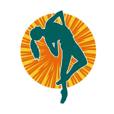 Hareketli bir kadın balerin silueti. Dans eden balerin kızın silueti..