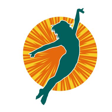 Hareketli bir kadın balerin silueti. Dans eden balerin kızın silueti..