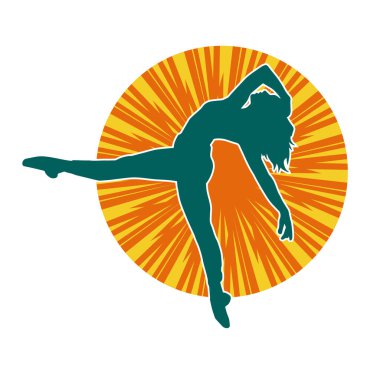 Hareketli bir kadın balerin silueti. Dans eden balerin kızın silueti..