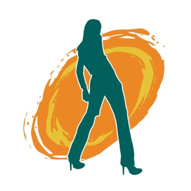 Seksi poz vermiş ince bir kadın modelinin silueti.. 