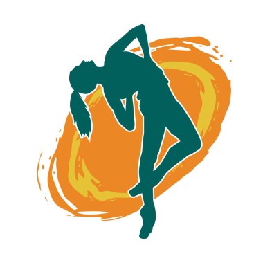 Hareketli bir kadın balerin silueti. Dans eden balerin kızın silueti..