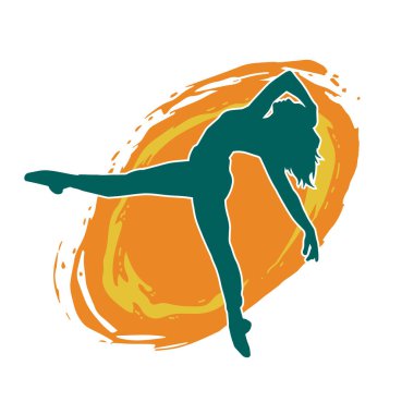 Hareketli bir kadın balerin silueti. Dans eden balerin kızın silueti..