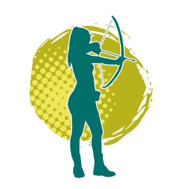 Dişi okçu bir dövüşçünün silueti ok ve yayla pozisyonunu alıyor..