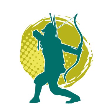 Dişi okçu bir dövüşçünün silueti ok ve yayla pozisyonunu alıyor..