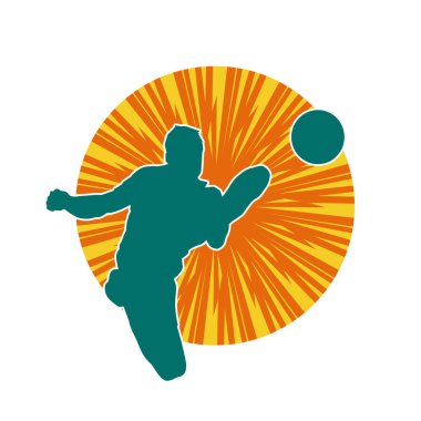 Top tekmeleyen bir erkek futbolcunun silueti. Hareket halindeki bir futbolcunun silueti.