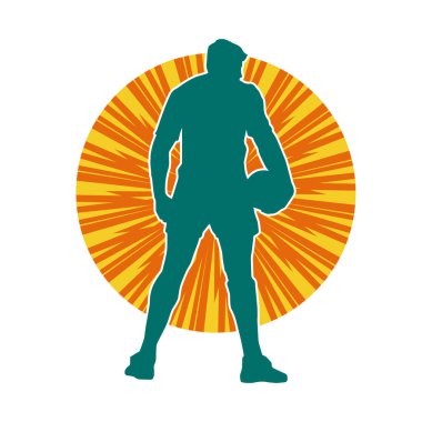 Sabit pozisyondaki bir erkek futbolcunun silueti. Hareket halindeki bir futbolcunun silueti.