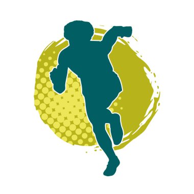 Koşu pozisyonundaki bir adamın silüeti. Siluet erkek koşusu pozu.