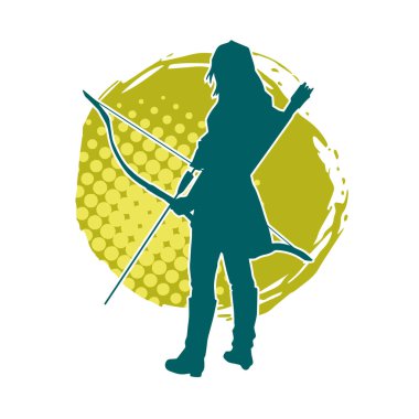 Dişi okçu bir dövüşçünün silueti ok ve yayla pozisyonunu alıyor..