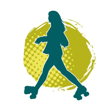 Paten kayan bir kadının silüeti. Sportif kadın silueti Tekerlekli sandalyede iyi eğlenceler.