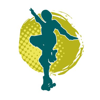 Paten kayan bir kadının silüeti. Sportif kadın silueti Tekerlekli sandalyede iyi eğlenceler.