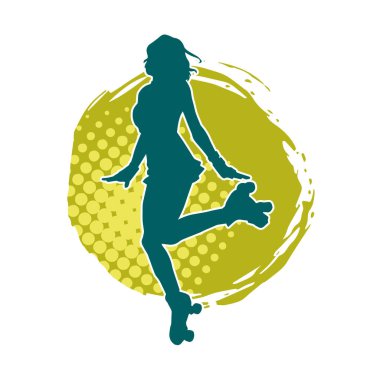 Paten kayan bir kadının silüeti. Sportif kadın silueti Tekerlekli sandalyede iyi eğlenceler.