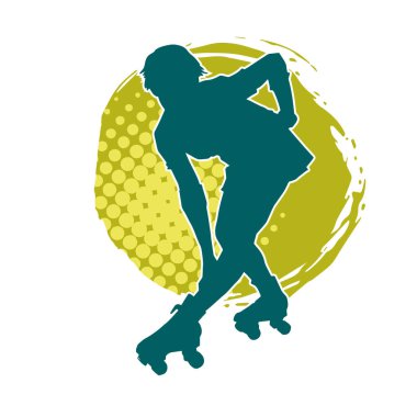 Paten kayan bir kadının silüeti. Sportif kadın silueti Tekerlekli sandalyede iyi eğlenceler.