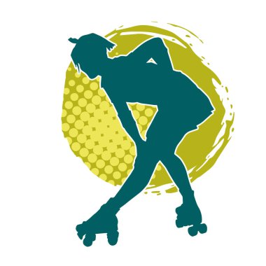 Paten kayan bir kadının silüeti. Sportif kadın silueti Tekerlekli sandalyede iyi eğlenceler.