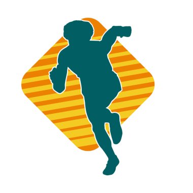 Koşu pozisyonundaki bir adamın silüeti. Siluet erkek koşusu pozu.