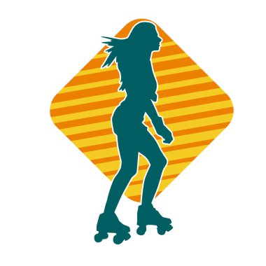 Paten kayan bir kadının silüeti. Sportif kadın silueti Tekerlekli sandalyede iyi eğlenceler.