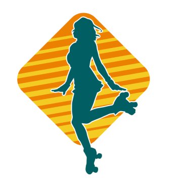 Paten kayan bir kadının silüeti. Sportif kadın silueti Tekerlekli sandalyede iyi eğlenceler.