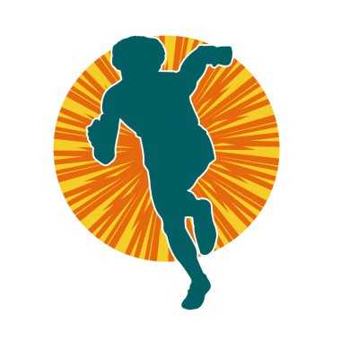 Koşu pozisyonundaki bir adamın silüeti. Siluet erkek koşusu pozu.