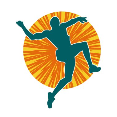 Zıplayan bir adamın silueti. Sıradan bir erkeğin silueti..