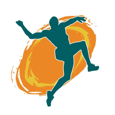 Zıplayan bir adamın silueti. Sıradan bir erkeğin silueti..