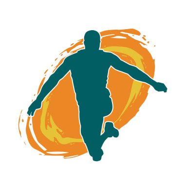 Zıplayan bir adamın silueti. Sıradan bir erkeğin silueti..