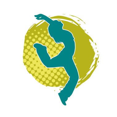 Hareketli bir kadın dansçının silueti. Dans eden zayıf bir kadının silueti..