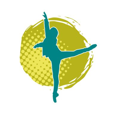 Hareketli bir kadın balerin silueti. Dans eden balerin kızın silueti..