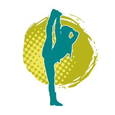 Hareketli bir kadın dansçının silueti. Dans eden zayıf bir kadının silueti..