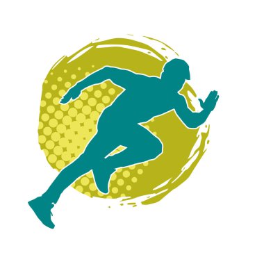 Koşu pozisyonundaki bir adamın silüeti. Siluet erkek koşusu pozu.