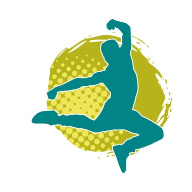 Zıplayan bir adamın silueti. Sıradan bir erkeğin silueti..