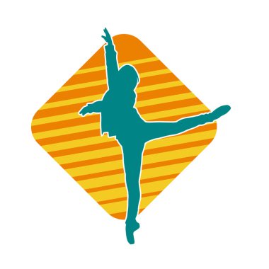 Hareketli bir kadın balerin silueti. Dans eden balerin kızın silueti..